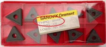 Inserts box showing ISO turning insert nomenclature