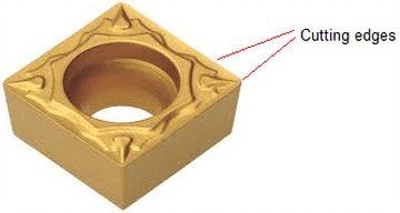 Insert view - turning insert geometry or milling insert geometry at the cutting edge 